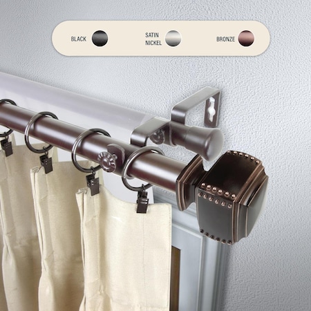 Kd 1 in. Studded Double Curtain Rod with 48 to 84 in. Extension, Bronze KD3739926